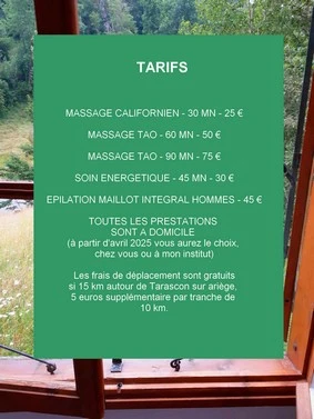 Voici mes différentes prestations et leurs prix